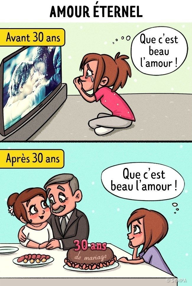 13 BD qui montrent comment on voit l'amour avant et après 30 ans ! Quotes   